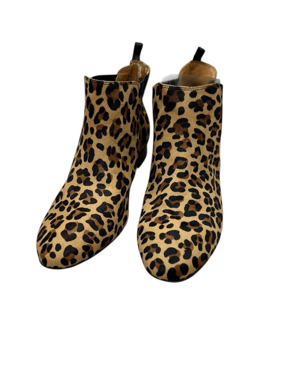 J.Crew Leopard Print Haircalf Chelsea Ankle Boots Low Heel Western